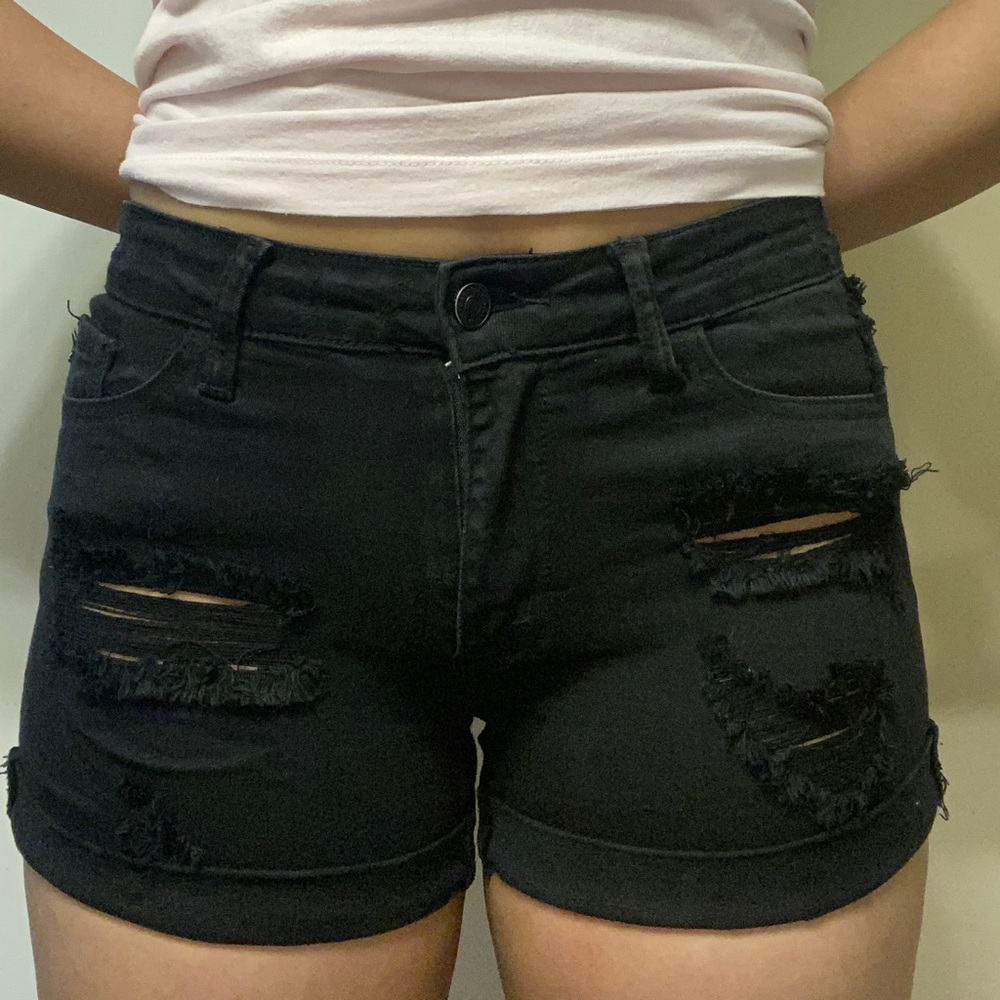 Black Jean shorts